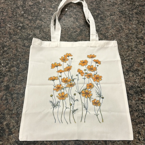 White with yellow floral forsythia tote bag - Picture 1 of 5